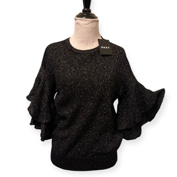Womens Gold Metallic
Ruffle-Sleeve Sweater Sz S $99
TINI. Perfect for going out - Picture 1 of 12